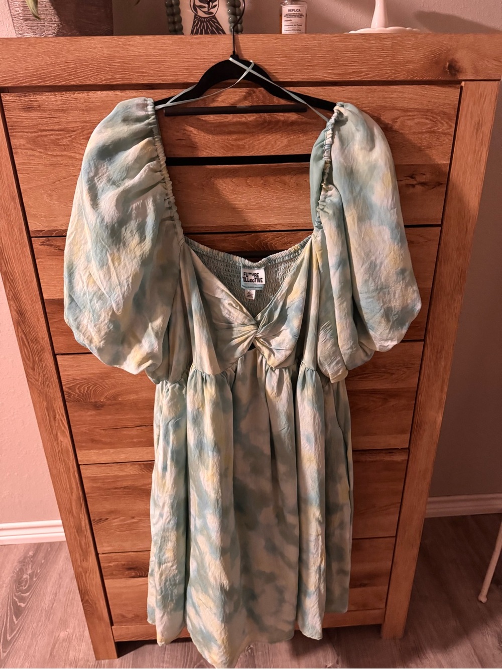 Spell & The Gypsy Collective Sage Tie-Front Puff Sleeve Mini Dress